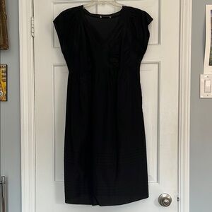 Black Sheath Midi Dress with Flutter Sleeves